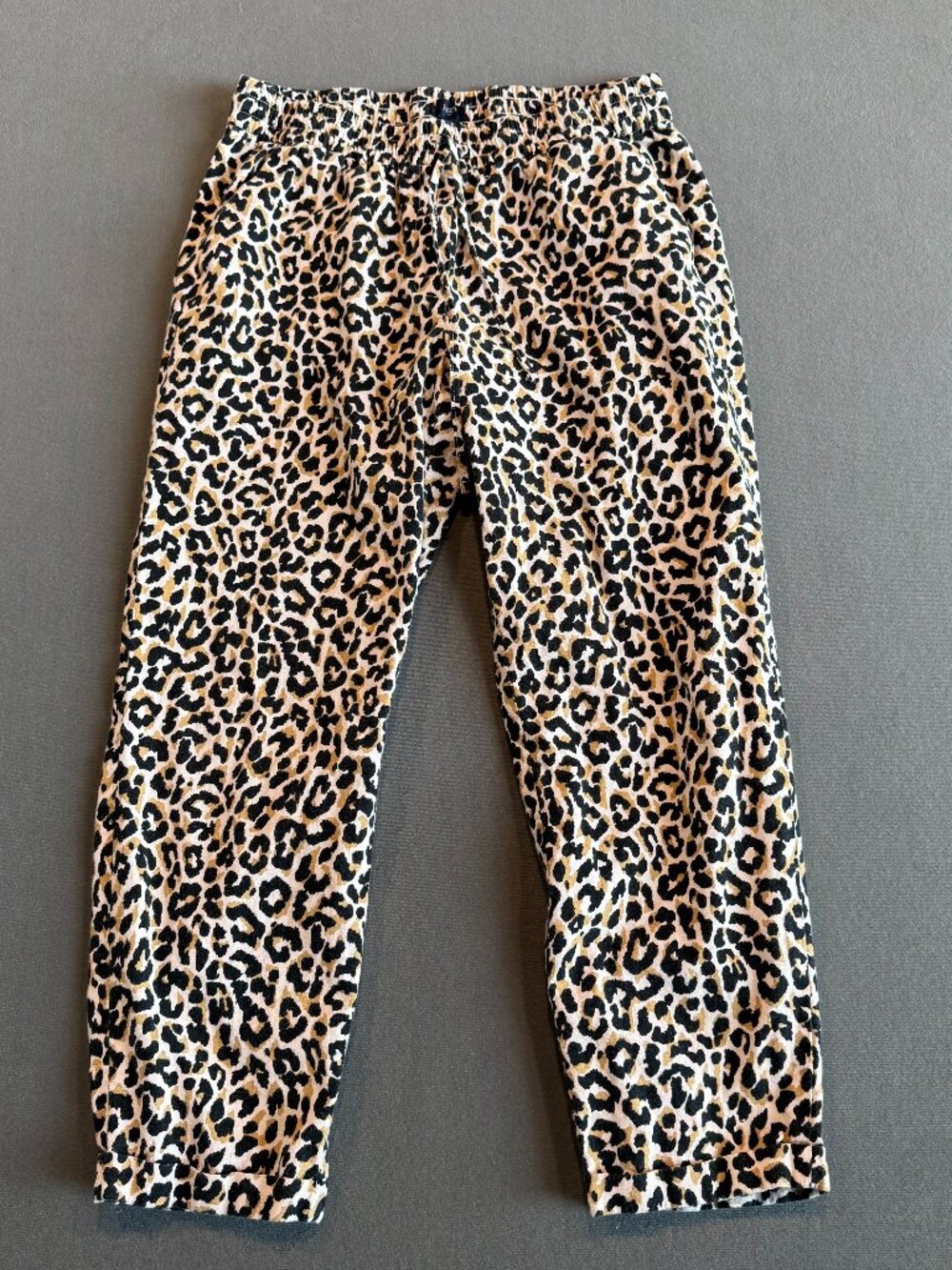 J.Crew Leopard Print Linen Cotton Pull-On Pants Women’s Size 10 Animal Print